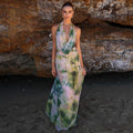 Reign - Backless Maxi Dress with Halter Neck