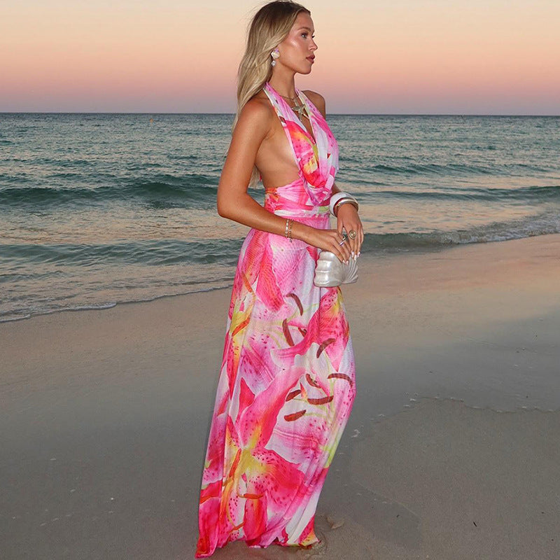 Aviana - Backless Maxi Dress with Halter Neck — view 4