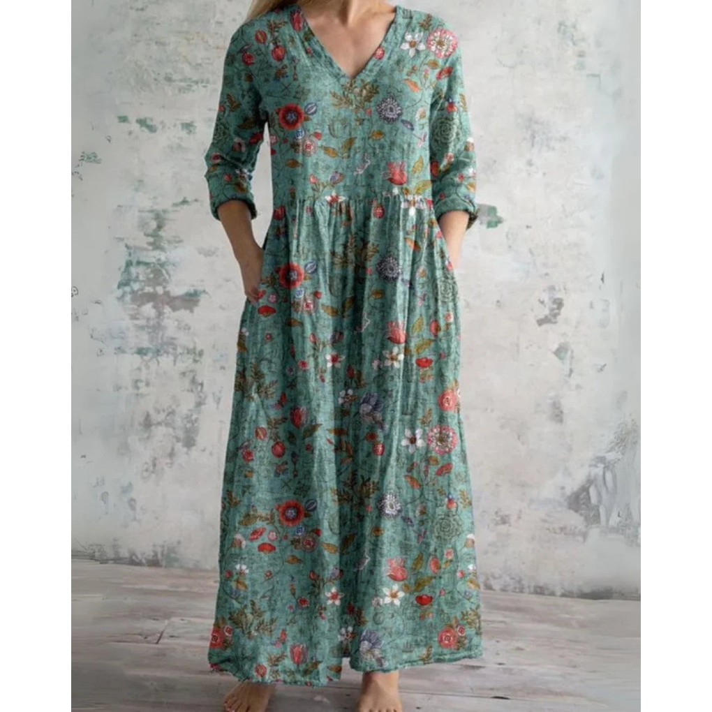 ELEANOR | VINTAGE MAXI DRESS WITH FLORAL PRINT — view 4