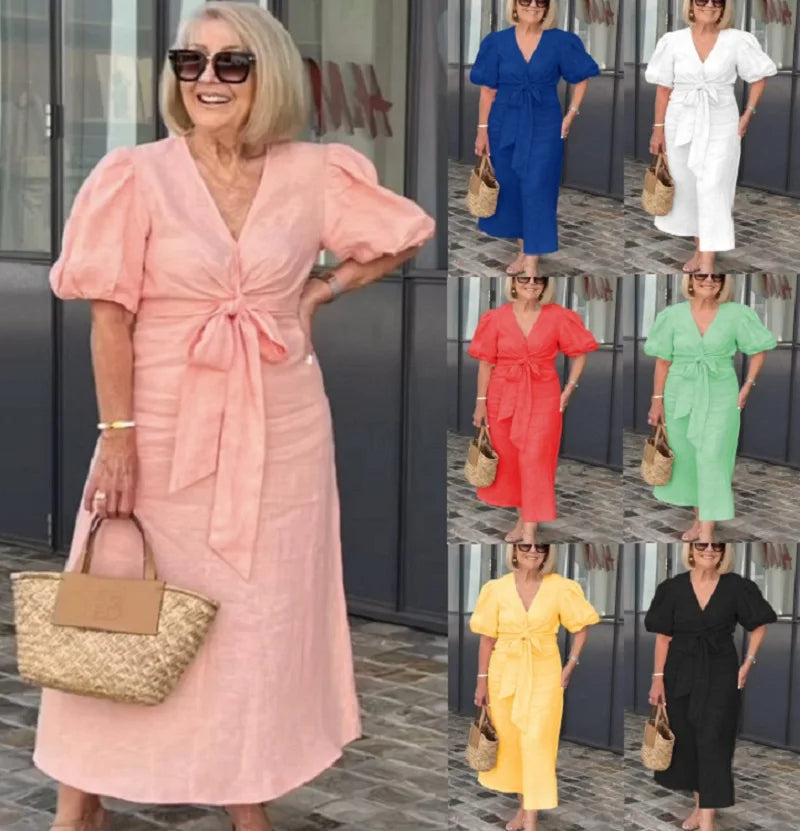 LYNORA | Elegant Midi Dress with V-Neck — view 8