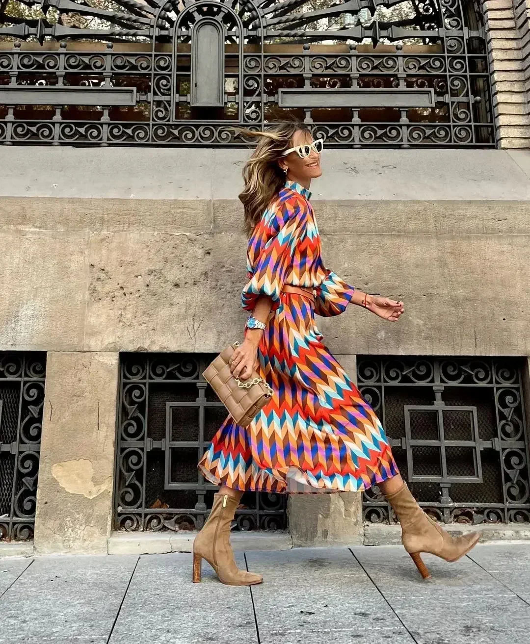 Cassandra - Vibrant Geometric Dress — view 3