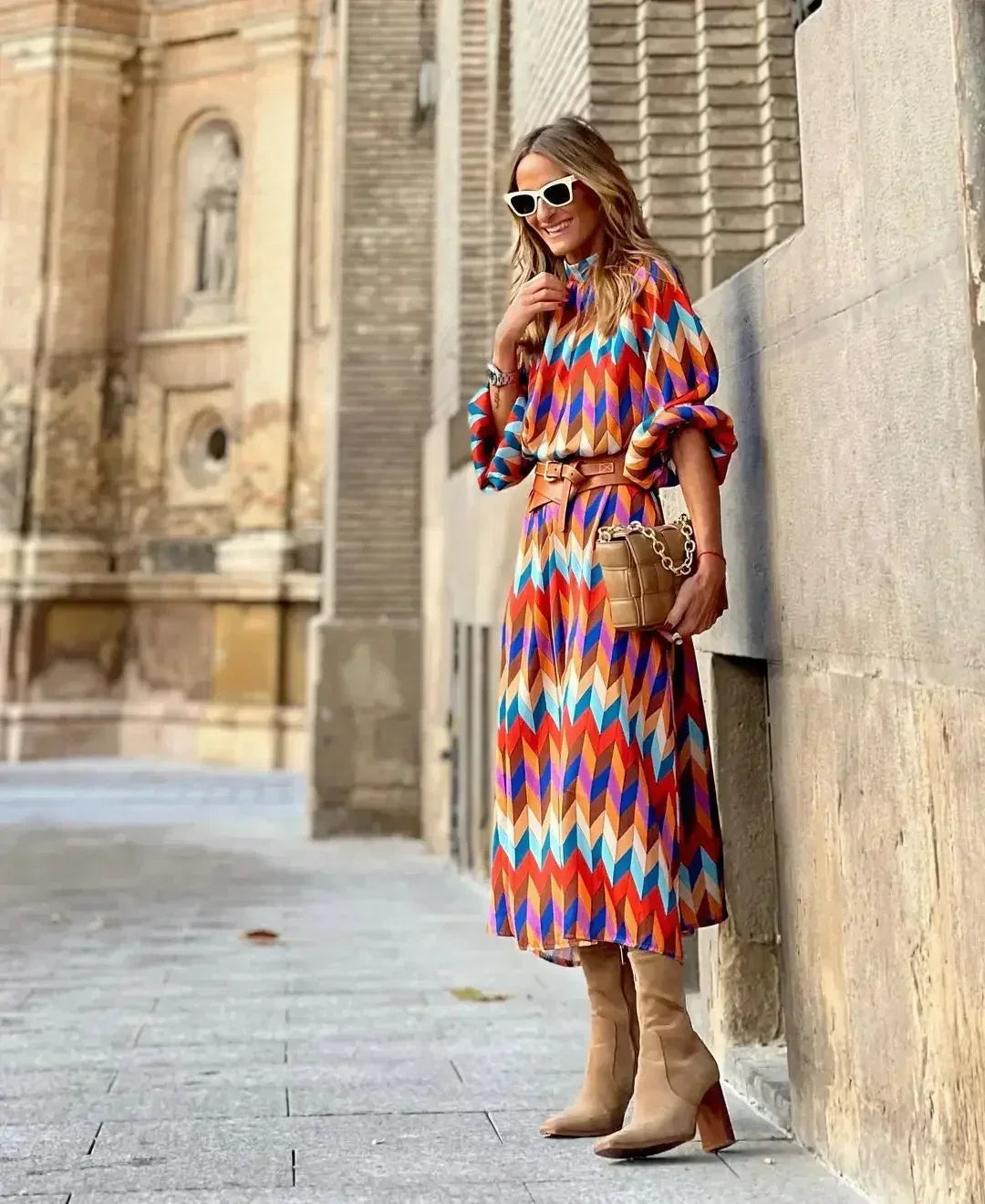 Cassandra - Vibrant Geometric Dress — view 4