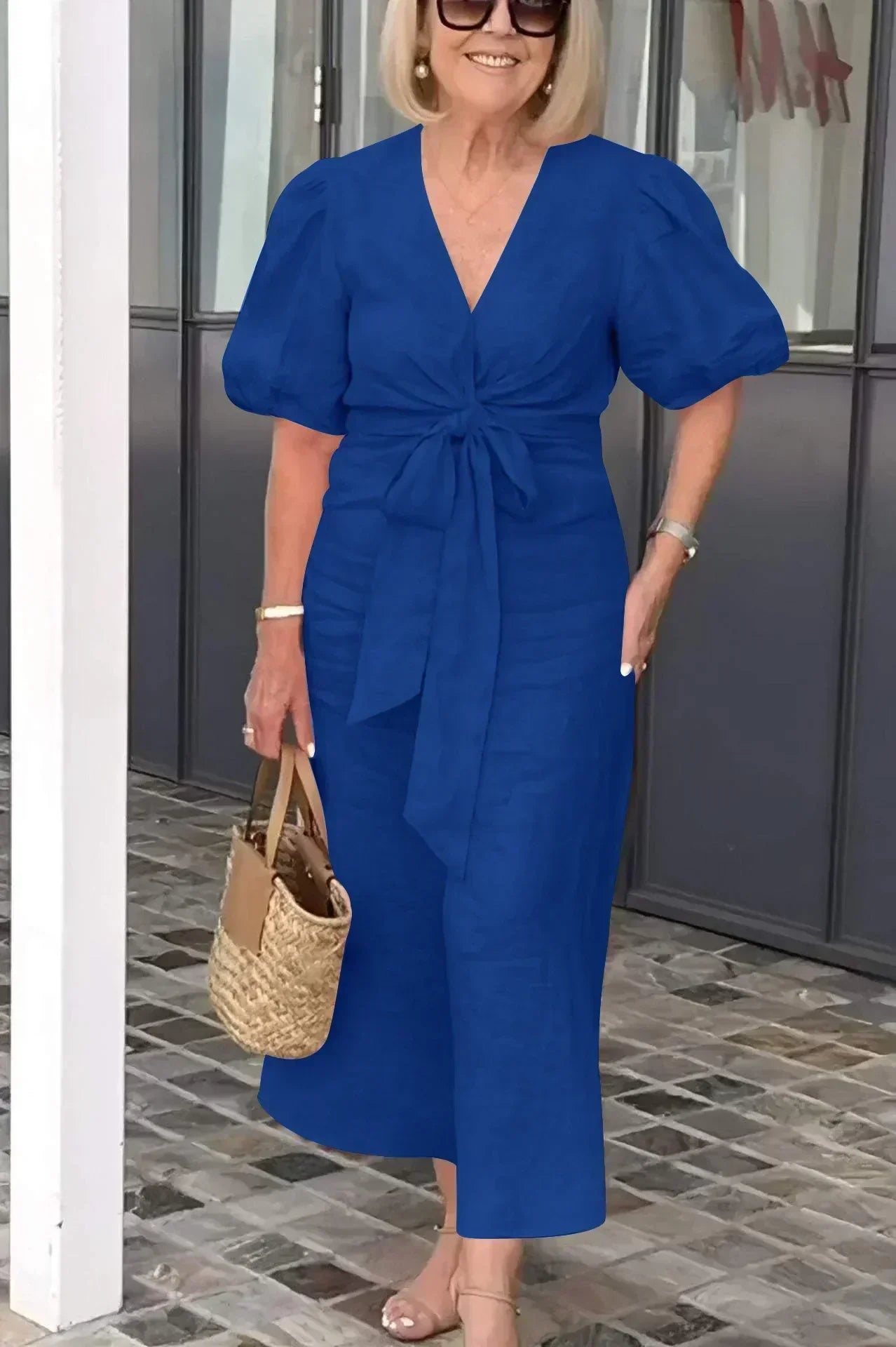 LYNORA | Elegant Midi Dress with V-Neck — view 7