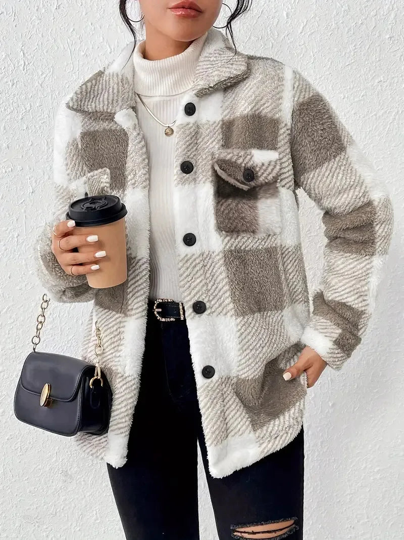 Martin | Elegant Checked Fleece Jacket — view 5