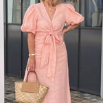 LYNORA | Elegant Midi Dress with V-Neck — view 5