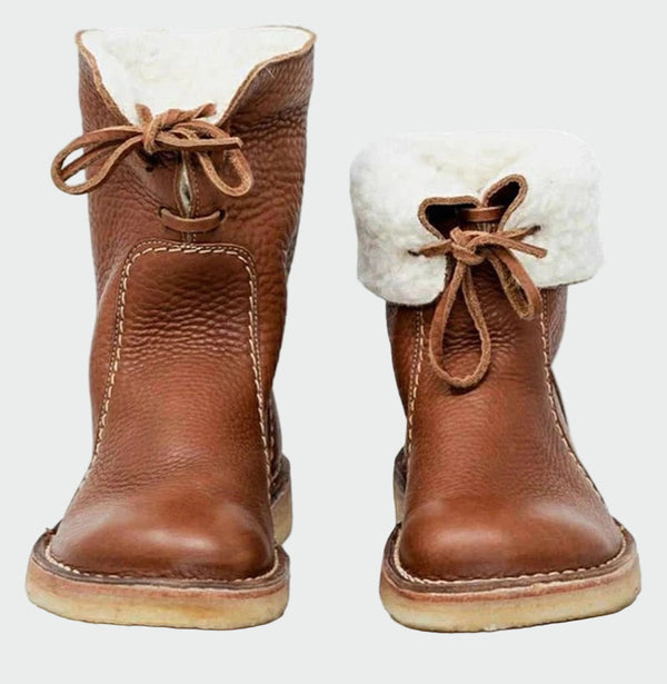 Waterproof Wool-Lined Leather Ankle Boots
