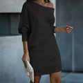 Elegant Mini Dress with Sparkles and Bare Shoulders — view 4