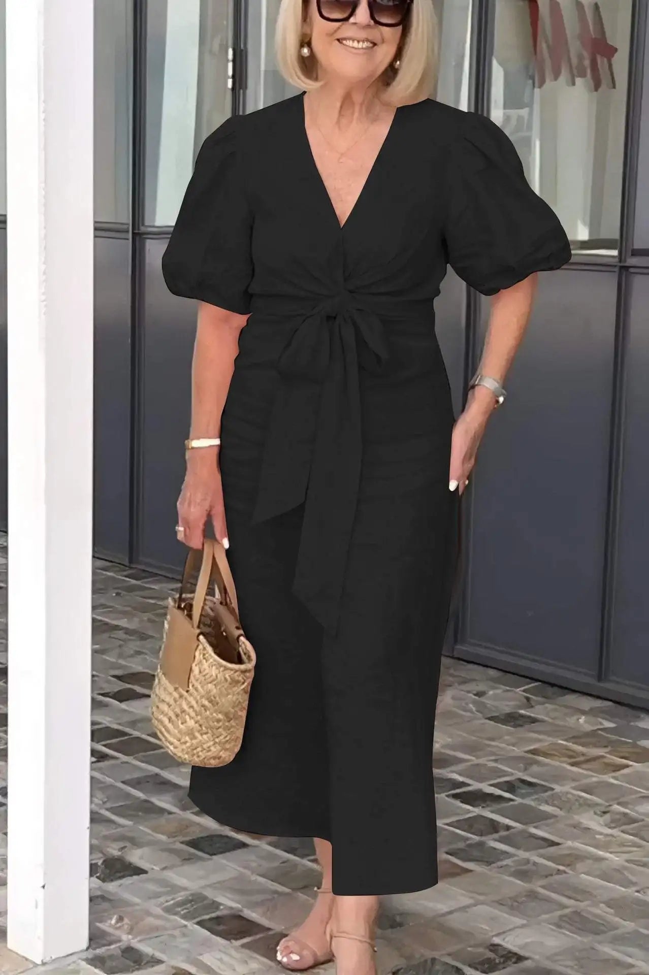 LYNORA | Elegant Midi Dress with V-Neck — view 2