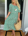 Zora | Midi Dress with Short Sleeves in Sand — view 4