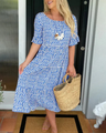 Zora | Midi Dress with Short Sleeves in Sand — view 5