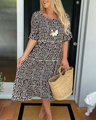 Zora | Midi Dress with Short Sleeves in Sand — view 6