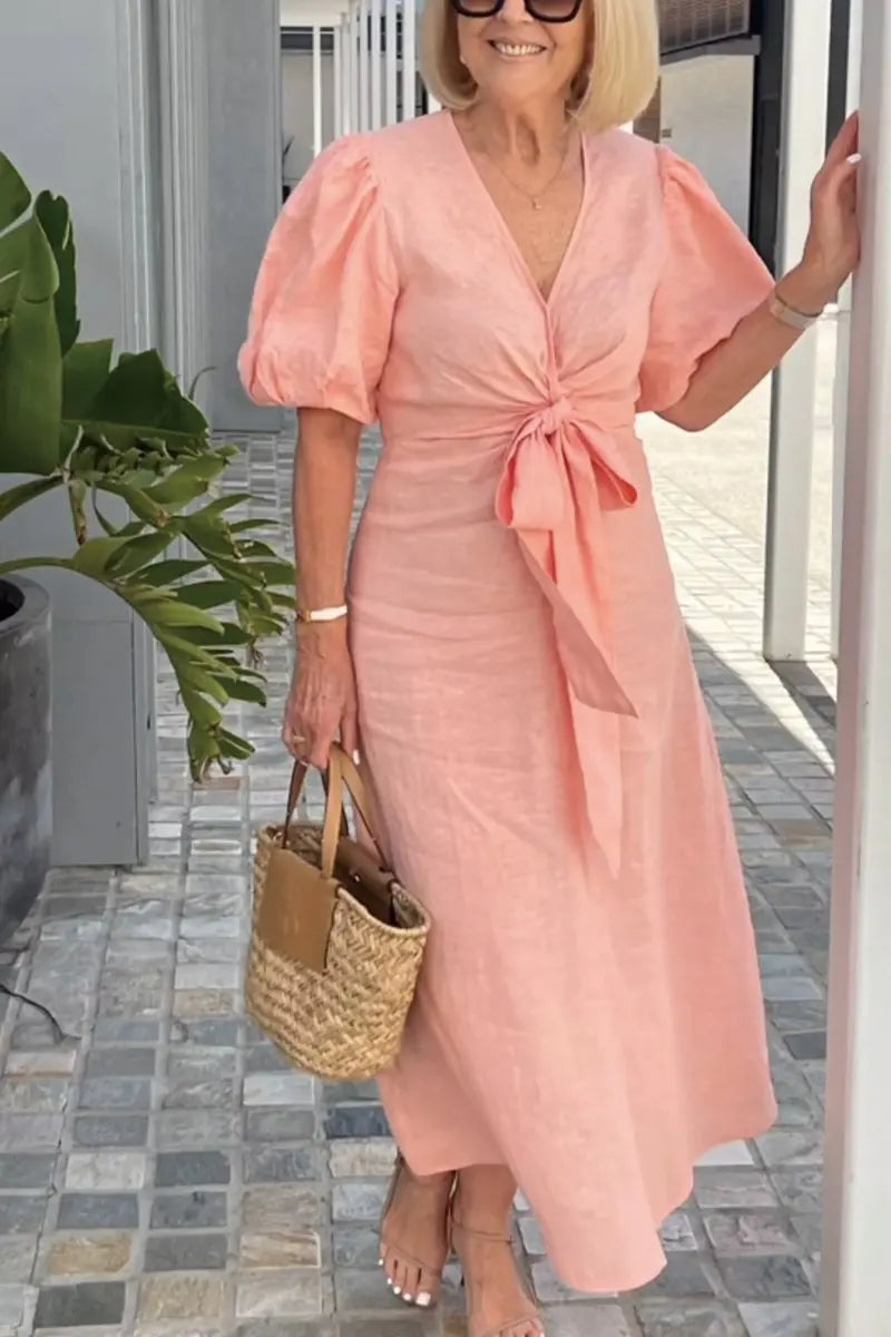 LYNORA | Elegant Midi Dress with V-Neck — view 9