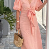 LYNORA | Elegant Midi Dress with V-Neck — view 9