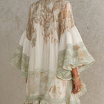 Green Chiffon Mini Dress with Butterfly Sleeves and Ruffles — view 2
