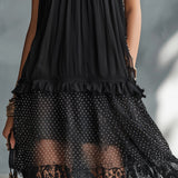 Black Tulle Mini Dress with Ruffles and Lace — view 5