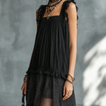 Black Tulle Mini Dress with Ruffles and Lace — view 2