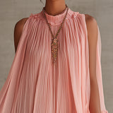 Puff Chiffon Mini Dress with Cutout Shoulders and Pink Ruffles — view 2