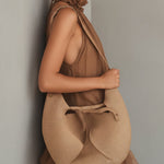 Bettina | Brown Sleeveless Chiffon Mini Dress with Halter Neck and Ruffles — view 3