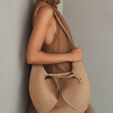 Bettina | Brown Sleeveless Chiffon Mini Dress with Halter Neck and Ruffles — view 3