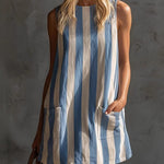 Sleeveless Mini Dress with Retro Stripes