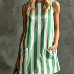 Sleeveless Mini Dress with Retro Stripes — view 3