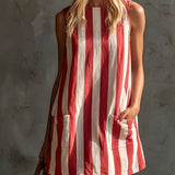 Sleeveless Mini Dress with Retro Stripes — view 5