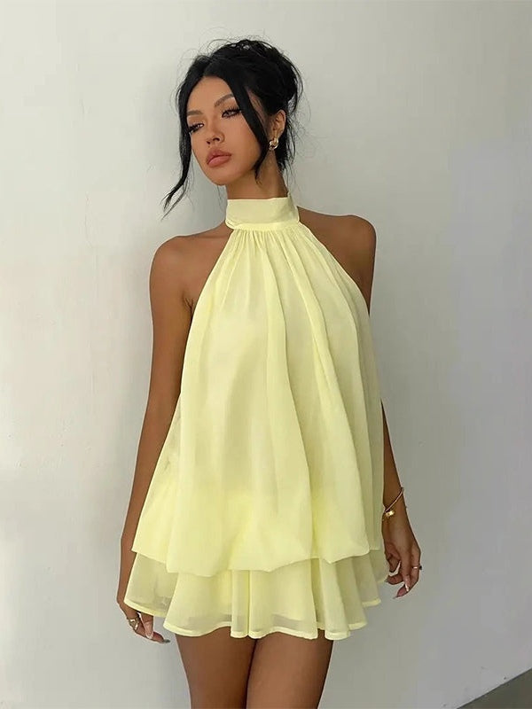 Layered Mini Dress with Open Back
