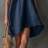 One-Shoulder Mini Dress, Navy Blue