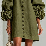 Mini Dress with Floral Cuffs and Decorative Buttons — view 6