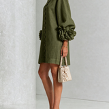 Mini Dress with Floral Cuffs and Decorative Buttons — view 3