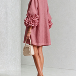 Retro Mini Dress with Floral Buttons and Striking Cuffs — view 4
