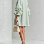 White Floral Mini Dress with Decorated Cuffs — view 31
