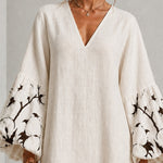 Mini Dress with V-Neck, Puff Sleeves and Floral Print