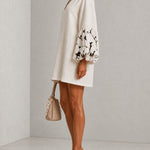 Mini Dress with V-Neck, Puff Sleeves and Floral Print — view 3