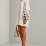 Mini Dress with V-Neck, Puff Sleeves and Floral Print — view 3