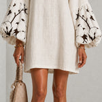 Mini Dress with V-Neck, Puff Sleeves and Floral Print — view 6