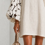 Mini Dress with V-Neck, Puff Sleeves and Floral Print — view 7