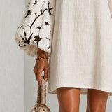Mini Dress with V-Neck, Puff Sleeves and Floral Print — view 7