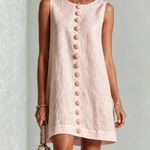 Pink Floral Sleeveless Mini Dress with Buttons — view 2