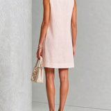 Pink Floral Sleeveless Mini Dress with Buttons — view 4
