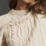 Mini Knit Dress with Braided Pattern, Ivory — view 2