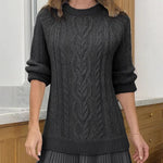 Mini Knit Dress with Braided Pattern, Ivory — view 4