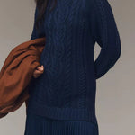 Mini Knit Dress with Braided Pattern, Ivory — view 8