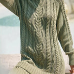 Mini Knit Dress with Braided Pattern, Ivory — view 10