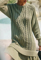 Mini Knit Dress with Braided Pattern, Ivory — view 10