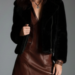 Mini Dress in Faux Leather with Zip, Chocolate Shade — view 10