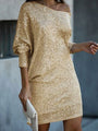Elegant Mini Dress with Sparkles and Bare Shoulders