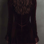 Burgundy Velvet Mini Dress with Lace — view 7