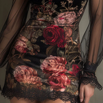 Mini Tulle Dress with Rose Pattern and Lace — view 6