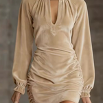 Mini Velvet Dress with High Neck and Neckline — view 6